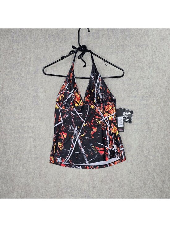 Moon Shine Camo Other - Moon Shine Camo Women Halter Tankini Top Black/Orange M Polyester Blend Swimwear